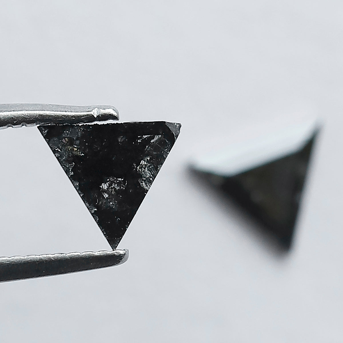 0.69 Carat Matching Triangle Cut Diamonds | Natural Gray Black Salt and Pepper Loose Stones | Ethical Stud Earring Pair