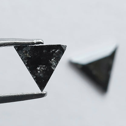 0.69 Carat Matching Triangle Cut Diamonds | Natural Gray Black Salt and Pepper Loose Stones | Ethical Stud Earring Pair