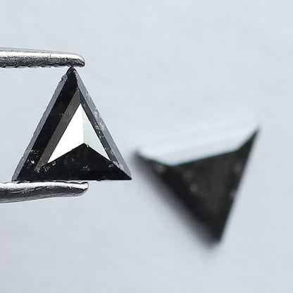 0.69 Carat Matching Triangle Cut Diamonds | Natural Gray Black Salt and Pepper Loose Stones | Ethical Stud Earring Pair