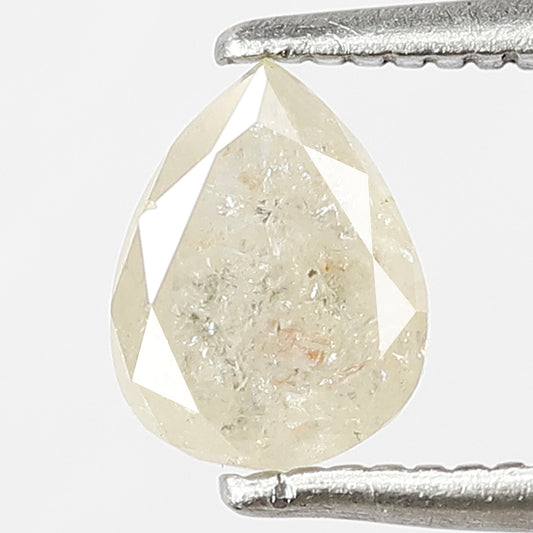 0.75 CT Misty White Color Diamond Loose Natural Pear Shape Diamond 6.5 MM Conflict Free Rustic Salt and Pepper Diamond