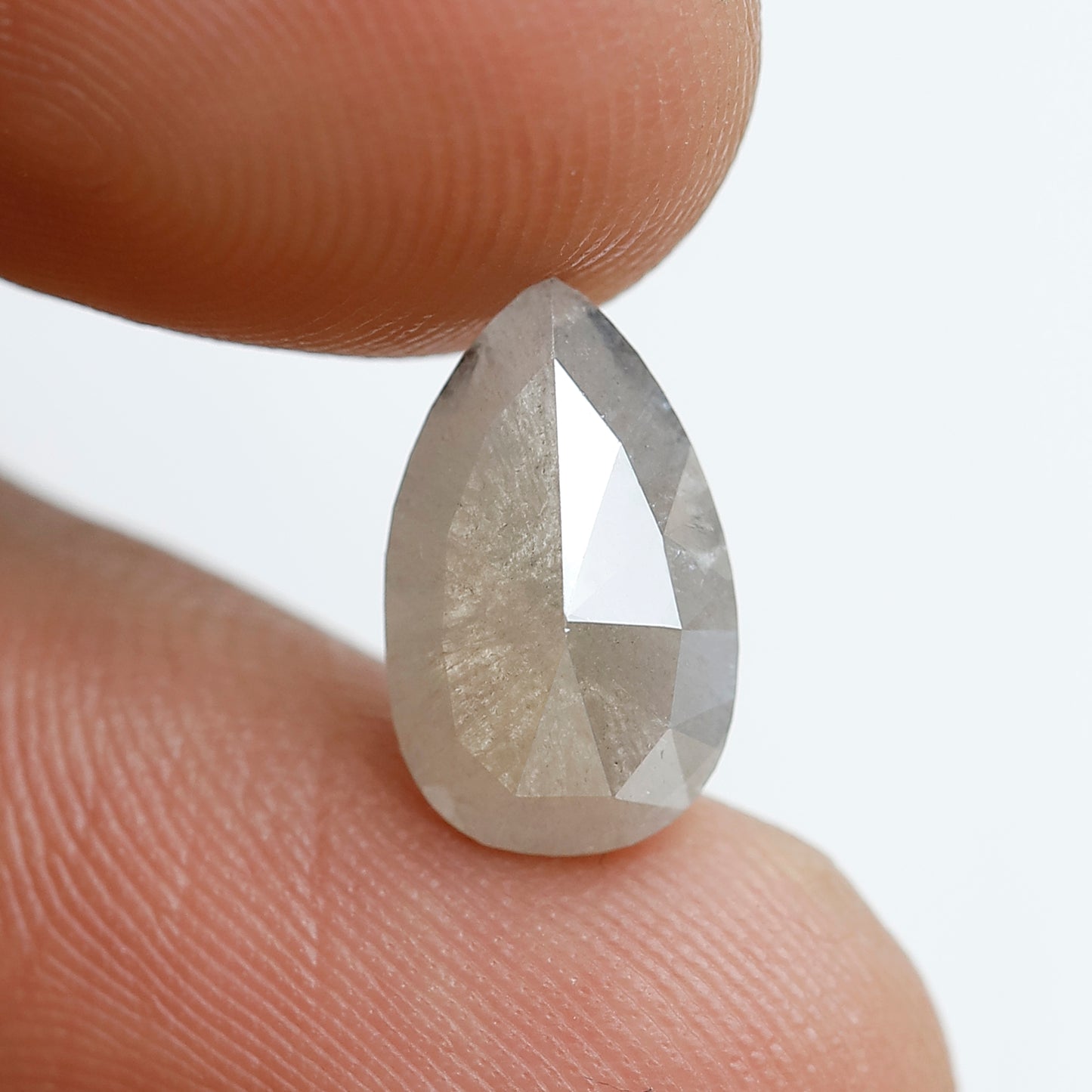 1.93 CT Elongated Grayish Pear Loose Diamond, 11.80 mm Natural Ethical Salt and Pepper Diamond For Wedding Ring and Jewelry
