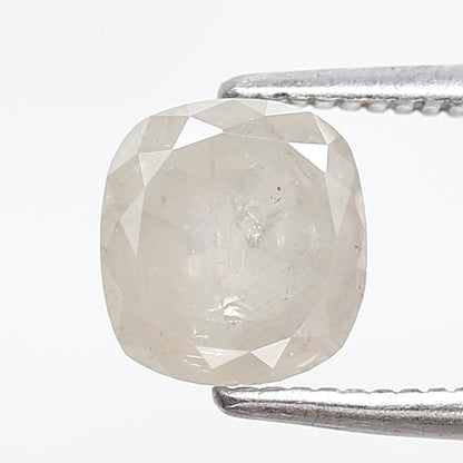 1.50 CT Cushion Salt and Pepper Diamond, Misty White Loose Natural Diamond 6.80 x 6.30 mm, Earth Mined Jewelry Stone