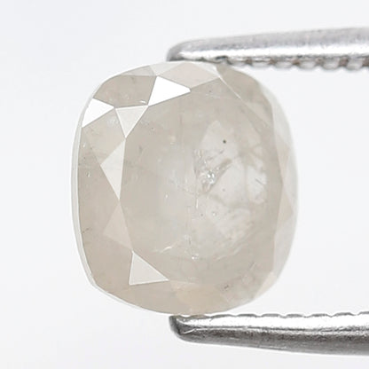 1.50 CT Cushion Salt and Pepper Diamond, Misty White Loose Natural Diamond 6.80 x 6.30 mm, Earth Mined Jewelry Stone