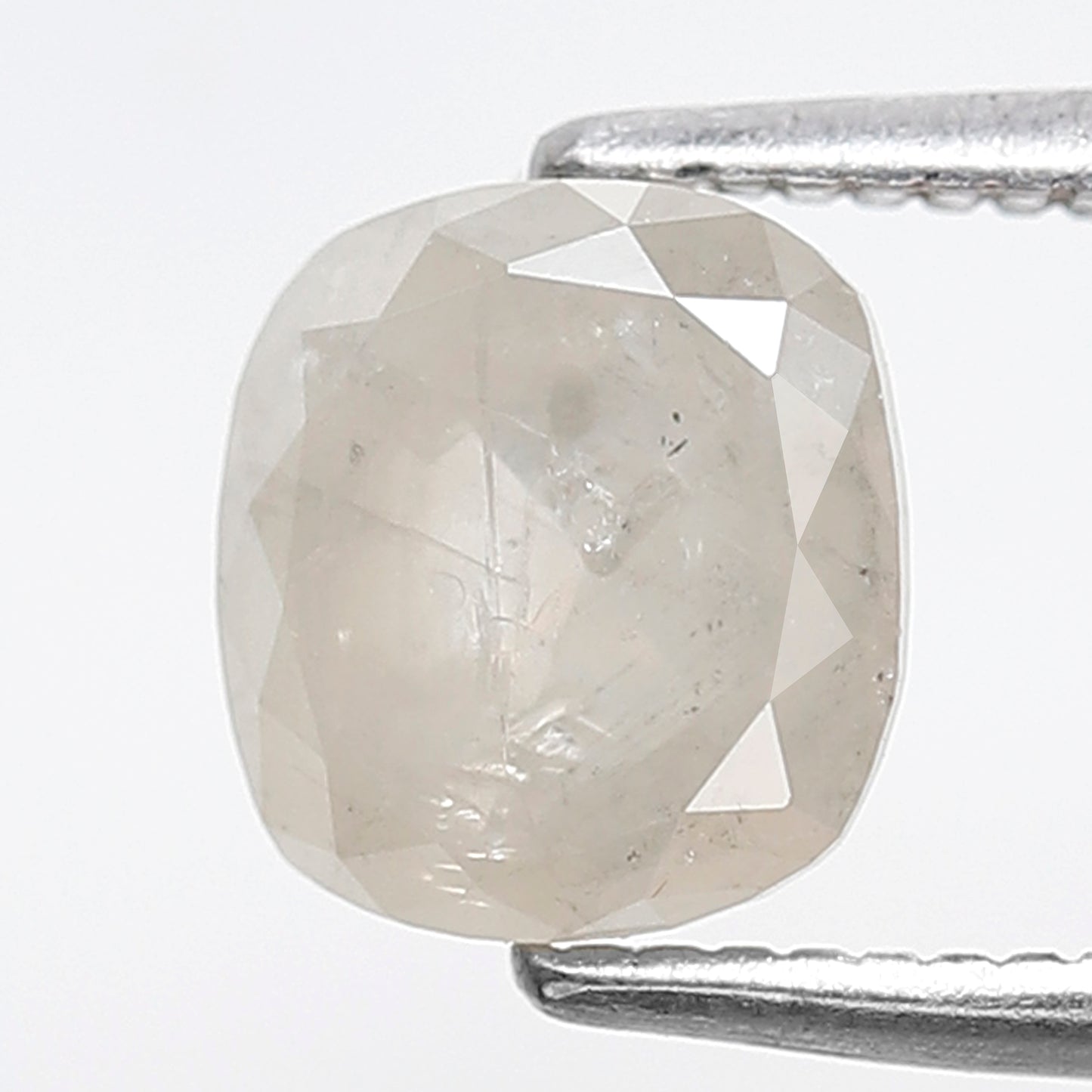 1.50 CT Cushion Salt and Pepper Diamond, Misty White Loose Natural Diamond 6.80 x 6.30 mm, Earth Mined Jewelry Stone
