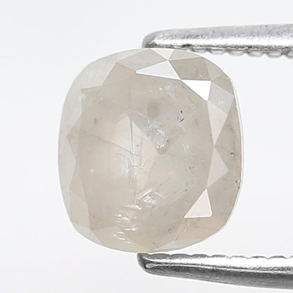1.50 CT Cushion Salt and Pepper Diamond, Misty White Loose Natural Diamond 6.80 x 6.30 mm, Earth Mined Jewelry Stone