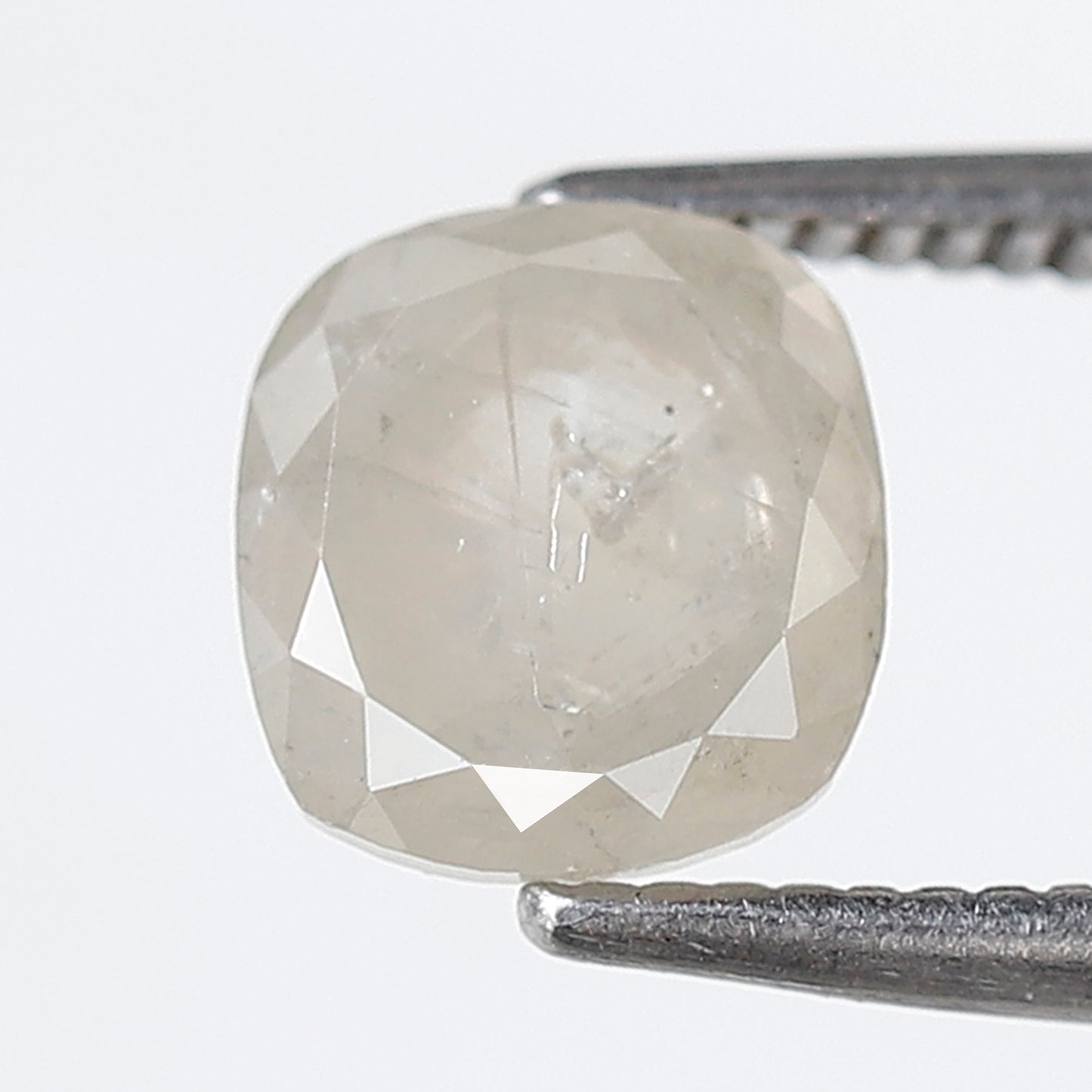 1.50 CT Cushion Salt and Pepper Diamond, Misty White Loose Natural Diamond 6.80 x 6.30 mm, Earth Mined Jewelry Stone