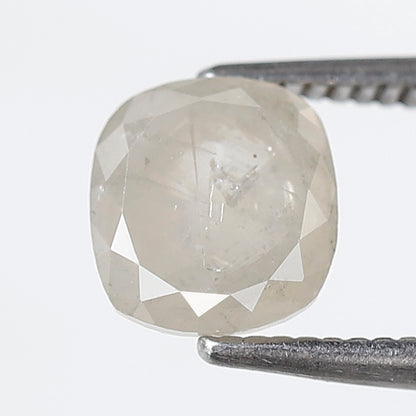 1.50 CT Cushion Salt and Pepper Diamond, Misty White Loose Natural Diamond 6.80 x 6.30 mm, Earth Mined Jewelry Stone