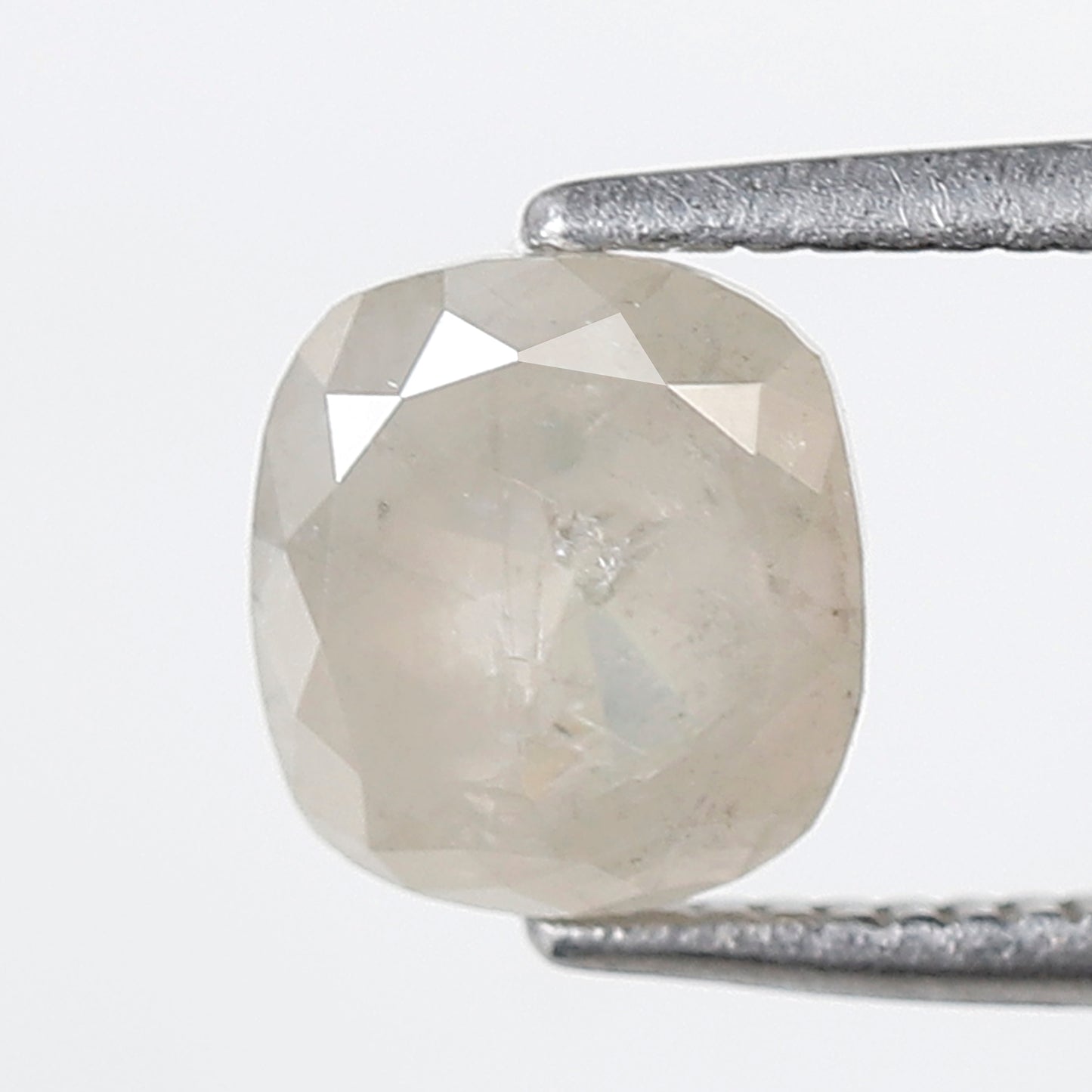 1.50 CT Cushion Salt and Pepper Diamond, Misty White Loose Natural Diamond 6.80 x 6.30 mm, Earth Mined Jewelry Stone