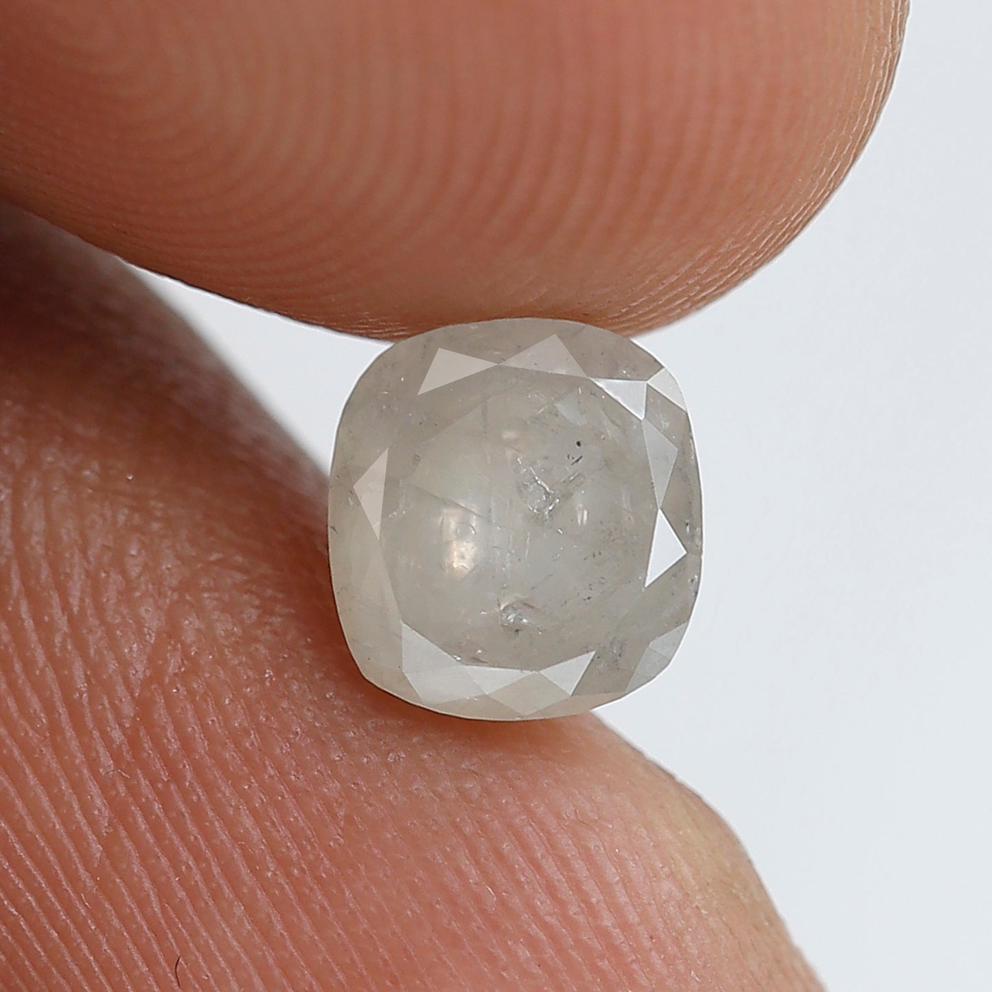 1.50 CT Cushion Salt and Pepper Diamond, Misty White Loose Natural Diamond 6.80 x 6.30 mm, Earth Mined Jewelry Stone