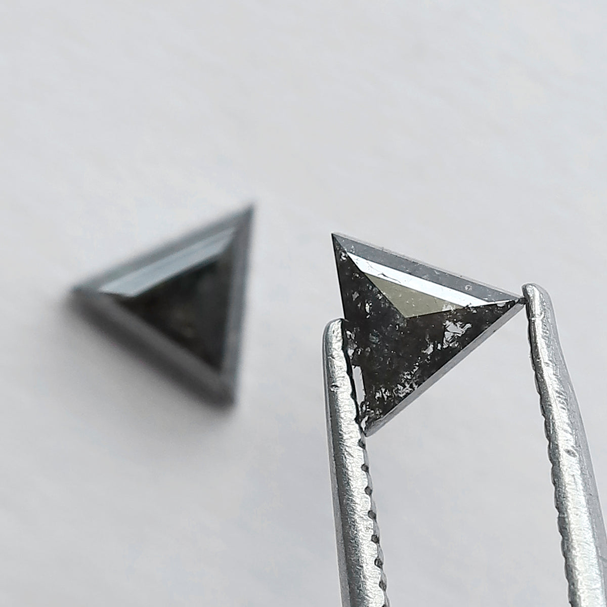 0.67 CT Matching Triangle Cut Diamonds | Natural Gray Black Salt and Pepper Loose Diamond Pair for Jewelry Making
