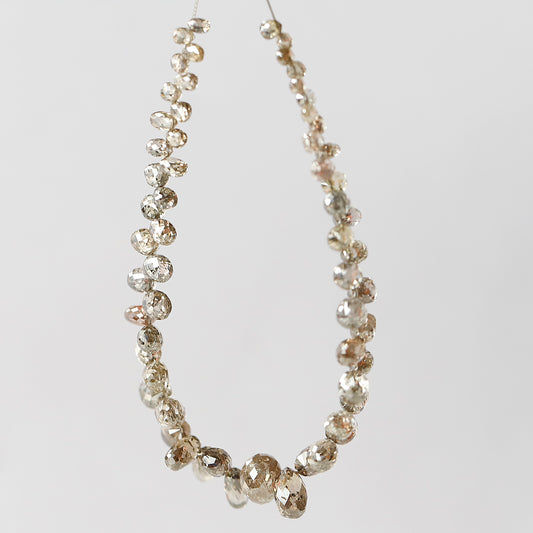 2.5 MM to 5 MM Mix Lot of Champagne Color Vs to Si Clarity 12.25 CT Ethically Sourced Loose Natural Briolette Shape Diamond For Necklace