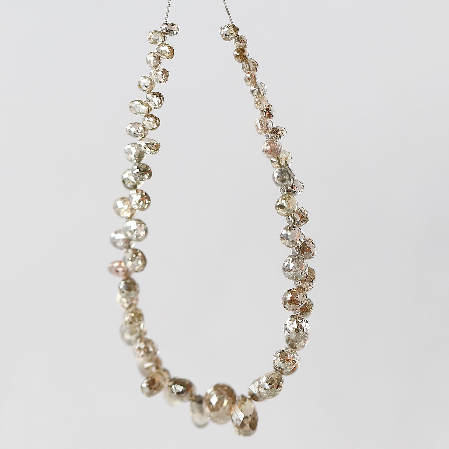 2.5 MM to 5 MM Mix Lot of Champagne Color Vs to Si Clarity 12.25 CT Ethically Sourced Loose Natural Briolette Shape Diamond For Necklace