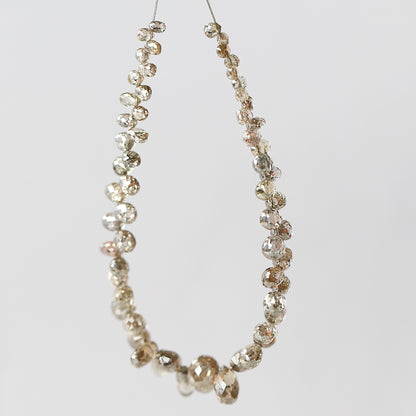 2.5 MM to 5 MM Mix Lot of Champagne Color Vs to Si Clarity 12.25 CT Ethically Sourced Loose Natural Briolette Shape Diamond For Necklace