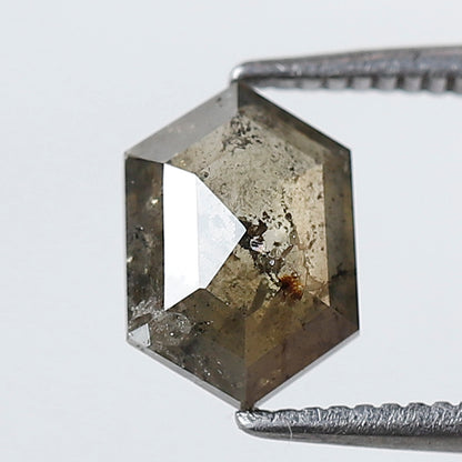 1.11 CT Elongated Hexagon Loose Natural Diamond, 8.30 x 5.80 mm Translucent Salt and Pepper Diamond For Wedding Ring and Band