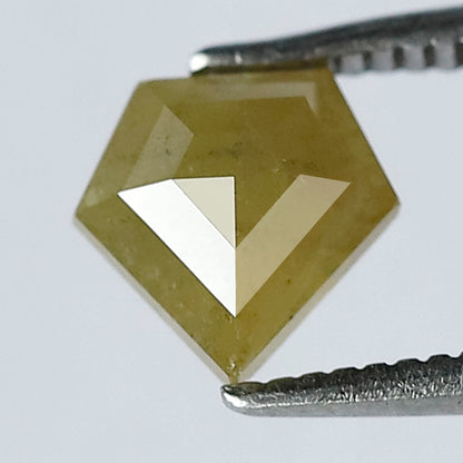 1.02 CT Pentagon Shape Rustic Diamond, 6.50 MM Natural Greenish Loose Ethically Sourced Diamond