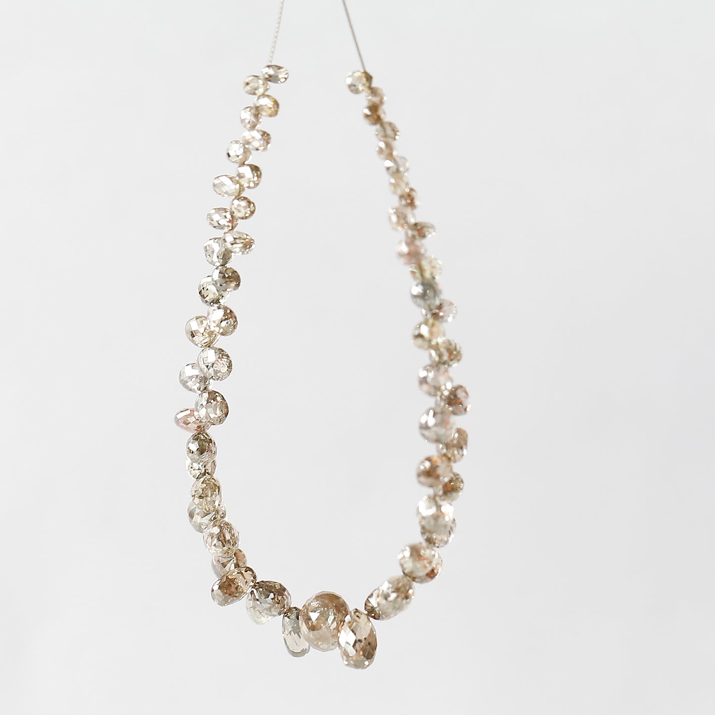 2.5 MM to 5 MM Mix Lot of Champagne Color Vs to Si Clarity 12.25 CT Ethically Sourced Loose Natural Briolette Shape Diamond For Necklace