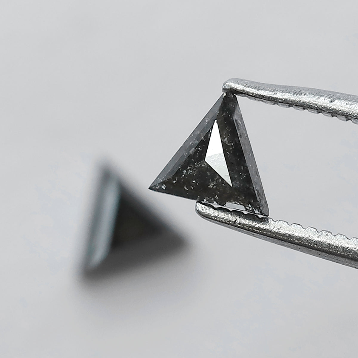 0.67 CT Matching Triangle Cut Diamonds | Natural Gray Black Salt and Pepper Loose Diamond Pair for Jewelry Making