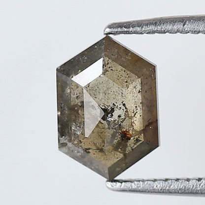 1.11 CT Elongated Hexagon Loose Natural Diamond, 8.30 x 5.80 mm Translucent Salt and Pepper Diamond For Wedding Ring and Band