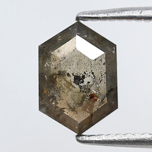 1.11 CT Elongated Hexagon Loose Natural Diamond, 8.30 x 5.80 mm Translucent Salt and Pepper Diamond For Wedding Ring and Band