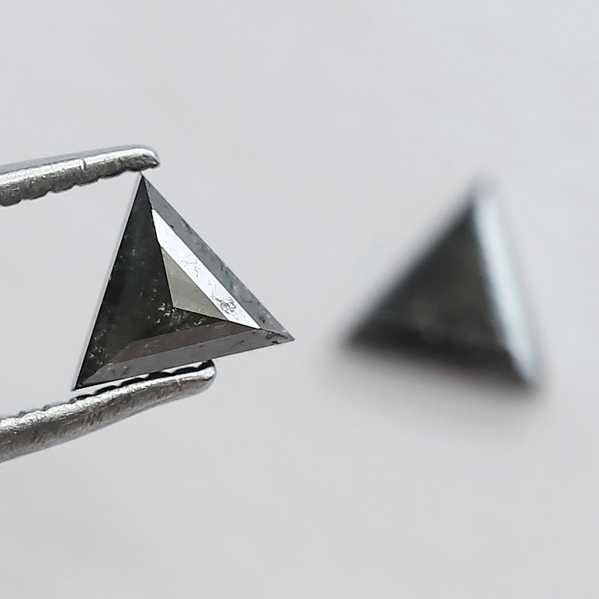 0.67 CT Matching Triangle Cut Diamonds | Natural Gray Black Salt and Pepper Loose Diamond Pair for Jewelry Making