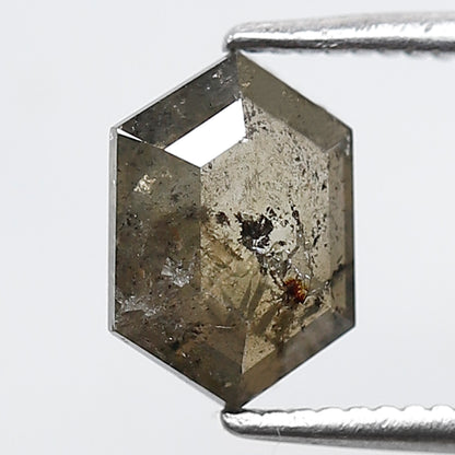 1.11 CT Elongated Hexagon Loose Natural Diamond, 8.30 x 5.80 mm Translucent Salt and Pepper Diamond For Wedding Ring and Band