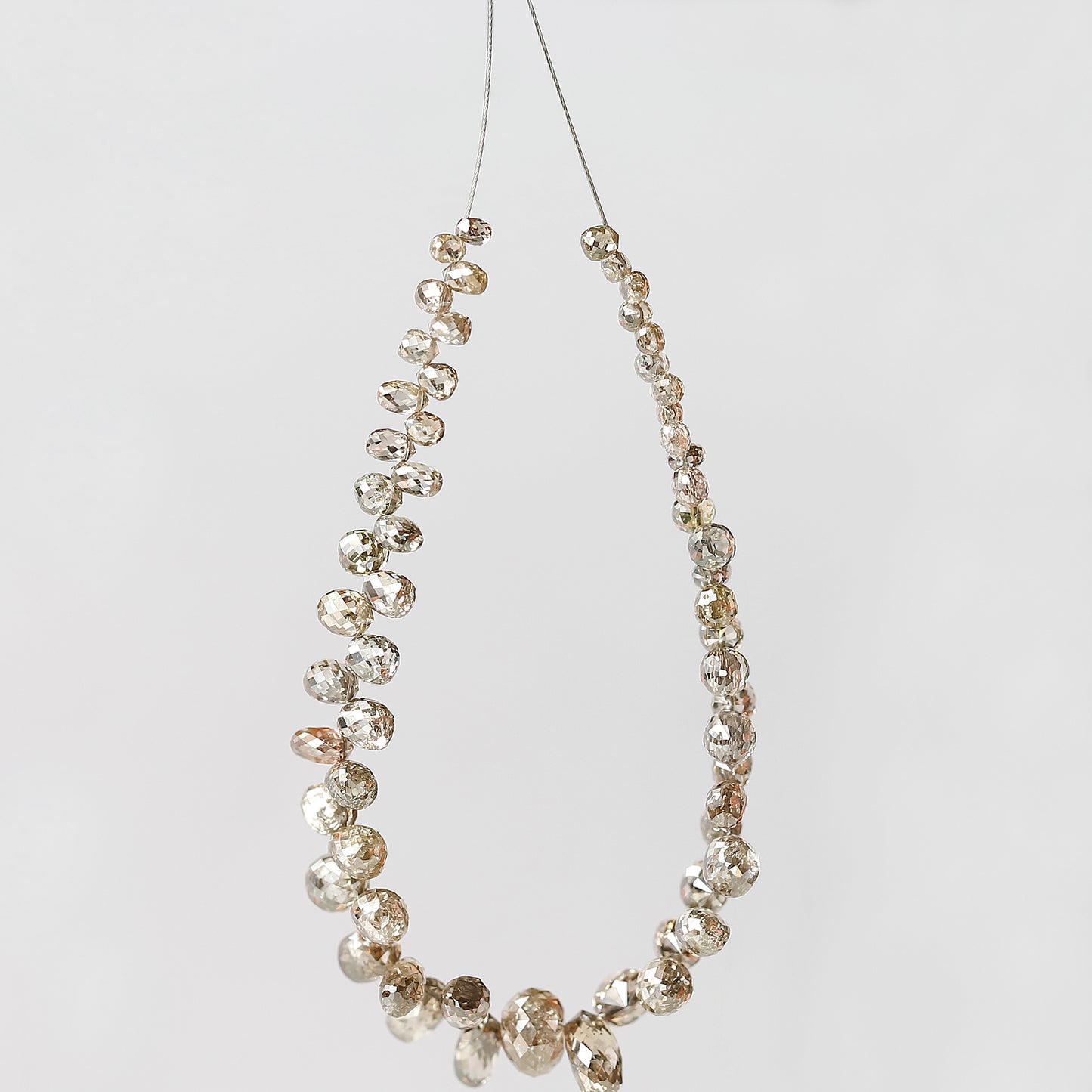 2.5 MM to 5 MM Mix Lot of Champagne Color Vs to Si Clarity 12.25 CT Ethically Sourced Loose Natural Briolette Shape Diamond For Necklace