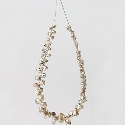 2.5 MM to 5 MM Mix Lot of Champagne Color Vs to Si Clarity 12.25 CT Ethically Sourced Loose Natural Briolette Shape Diamond For Necklace