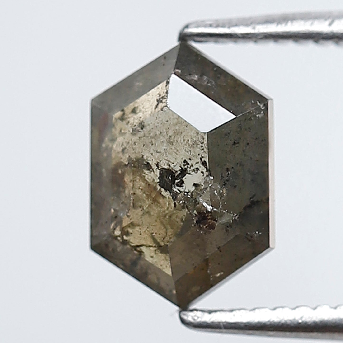 1.11 CT Elongated Hexagon Loose Natural Diamond, 8.30 x 5.80 mm Translucent Salt and Pepper Diamond For Wedding Ring and Band