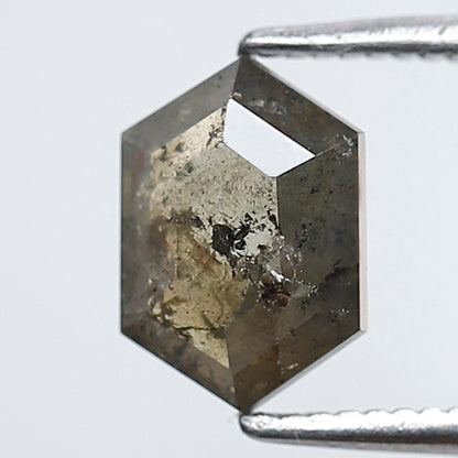 1.11 CT Elongated Hexagon Loose Natural Diamond, 8.30 x 5.80 mm Translucent Salt and Pepper Diamond For Wedding Ring and Band