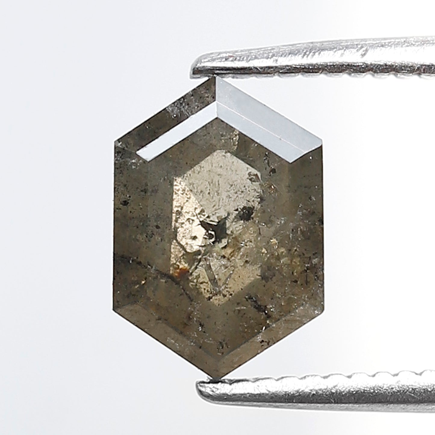 1.11 CT Elongated Hexagon Loose Natural Diamond, 8.30 x 5.80 mm Translucent Salt and Pepper Diamond For Wedding Ring and Band