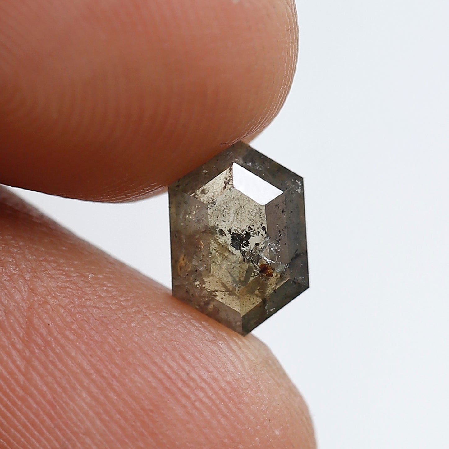 1.11 CT Elongated Hexagon Loose Natural Diamond, 8.30 x 5.80 mm Translucent Salt and Pepper Diamond For Wedding Ring and Band