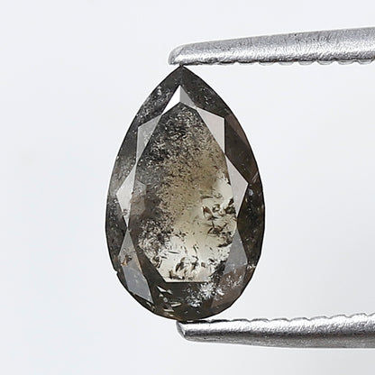 Pear Shape 0.89 CT Salt and Pepper Diamond, Natural Gray Black Loose Diamond, Conflict Free Unique Jewelry Stone