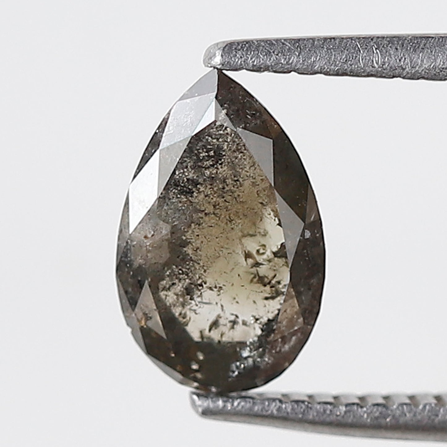 Pear Shape 0.89 CT Salt and Pepper Diamond, Natural Gray Black Loose Diamond, Conflict Free Unique Jewelry Stone