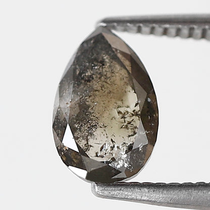 Pear Shape 0.89 CT Salt and Pepper Diamond, Natural Gray Black Loose Diamond, Conflict Free Unique Jewelry Stone
