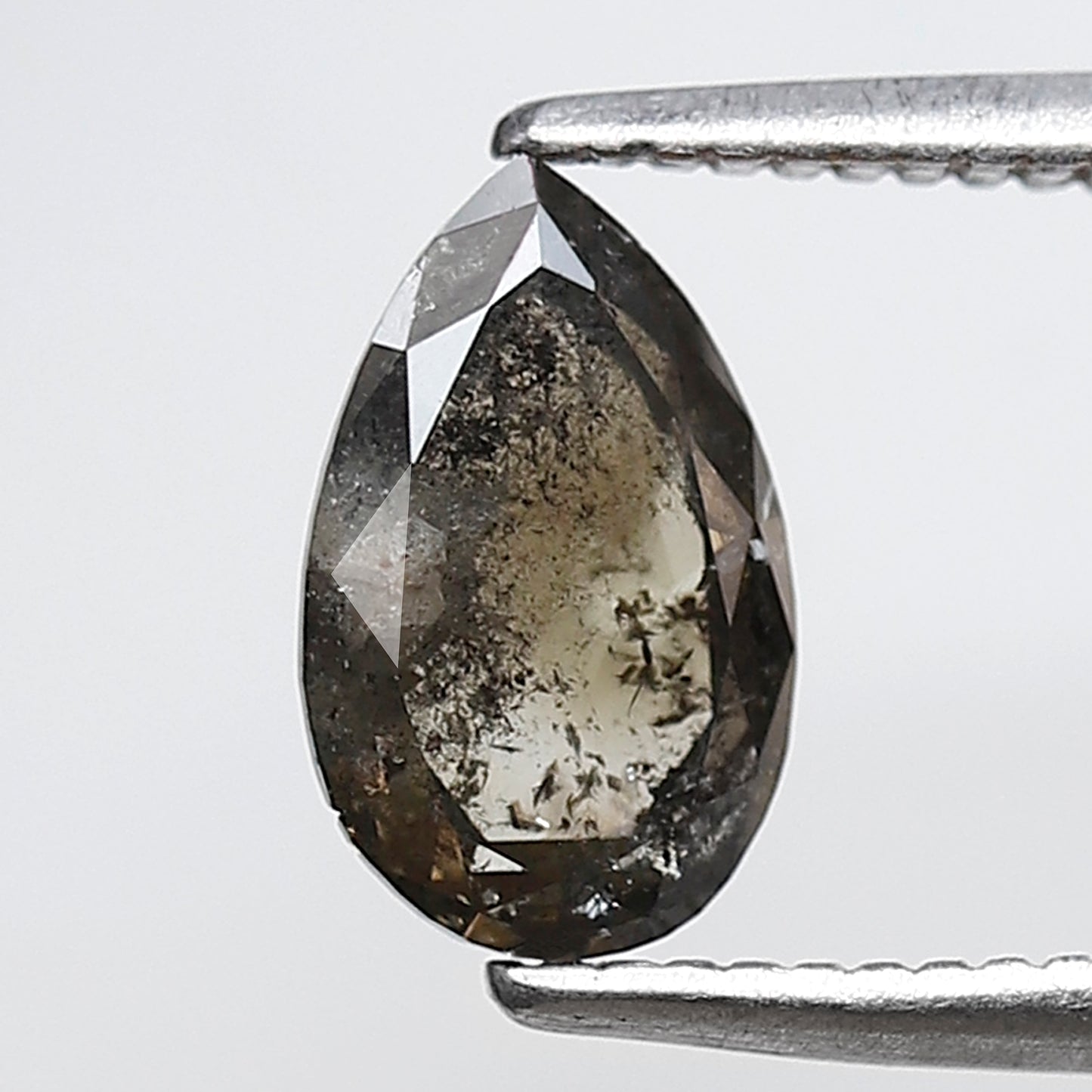Pear Shape 0.89 CT Salt and Pepper Diamond, Natural Gray Black Loose Diamond, Conflict Free Unique Jewelry Stone