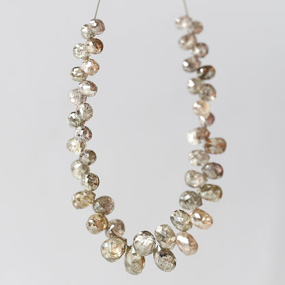 8.40 CT Earth Mined Briolette Shape Diamond Loose Natural  2.5 to 5MM Fancy Dark Brown Color Mix Lot Of Drilled Faceted Diamond For Necklace