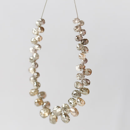 8.40 CT Earth Mined Briolette Shape Diamond Loose Natural  2.5 to 5MM Fancy Dark Brown Color Mix Lot Of Drilled Faceted Diamond For Necklace