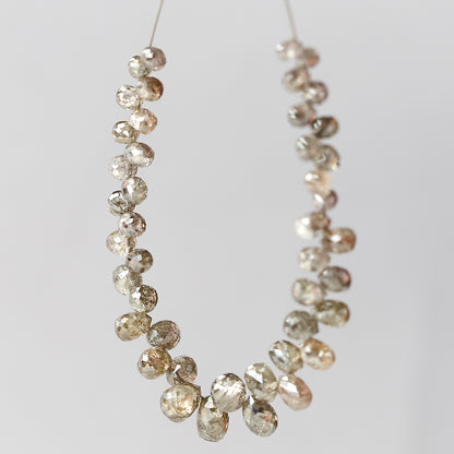 8.40 CT Earth Mined Briolette Shape Diamond Loose Natural  2.5 to 5MM Fancy Dark Brown Color Mix Lot Of Drilled Faceted Diamond For Necklace