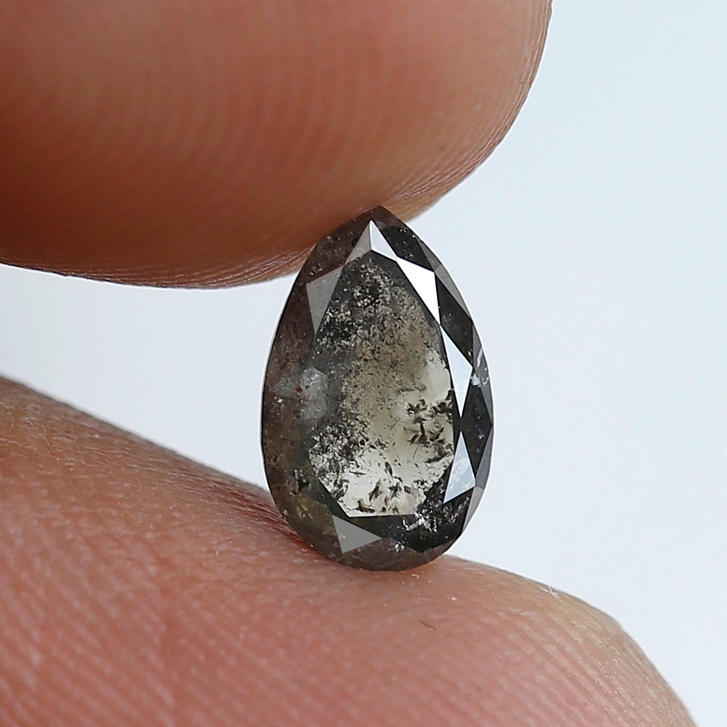 Pear Shape 0.89 CT Salt and Pepper Diamond, Natural Gray Black Loose Diamond, Conflict Free Unique Jewelry Stone