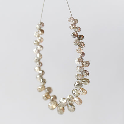 8.40 CT Earth Mined Briolette Shape Diamond Loose Natural  2.5 to 5MM Fancy Dark Brown Color Mix Lot Of Drilled Faceted Diamond For Necklace
