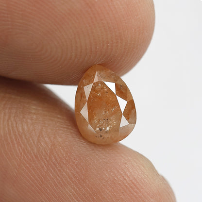 1.59 CT Pear Shape Rustic Diamond | Natural Peach Reddish Earth Mined Loose Diamond for Wedding Ring