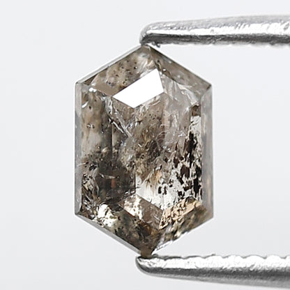 0.80 CT Natural Hexagon Loose Diamond, 6.90 mm Ethical Salt and Pepper Diamond For Making Bridal Jewelry