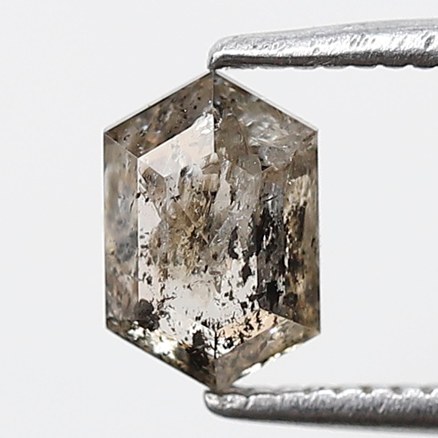 0.80 CT Natural Hexagon Loose Diamond, 6.90 mm Ethical Salt and Pepper Diamond For Making Bridal Jewelry