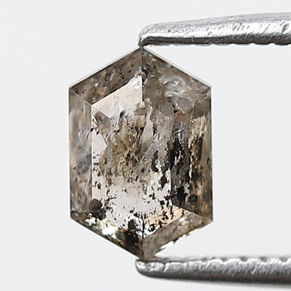 0.80 CT Natural Hexagon Loose Diamond, 6.90 mm Ethical Salt and Pepper Diamond For Making Bridal Jewelry