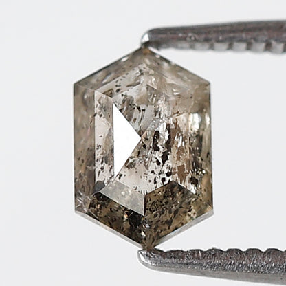 0.80 CT Natural Hexagon Loose Diamond, 6.90 mm Ethical Salt and Pepper Diamond For Making Bridal Jewelry