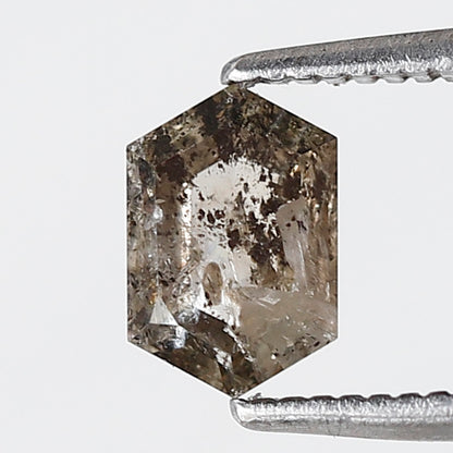 0.80 CT Natural Hexagon Loose Diamond, 6.90 mm Ethical Salt and Pepper Diamond For Making Bridal Jewelry