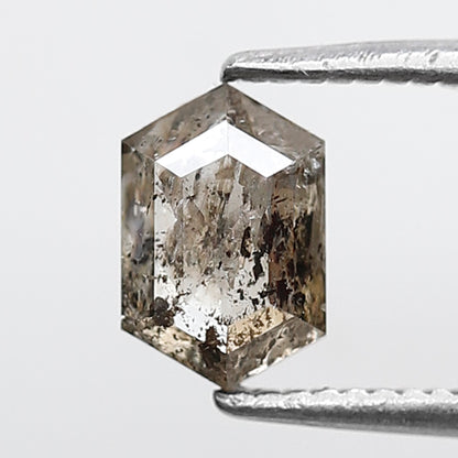 0.80 CT Natural Hexagon Loose Diamond, 6.90 mm Ethical Salt and Pepper Diamond For Making Bridal Jewelry