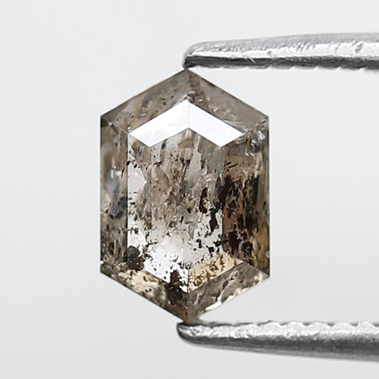 0.80 CT Natural Hexagon Loose Diamond, 6.90 mm Ethical Salt and Pepper Diamond For Making Bridal Jewelry