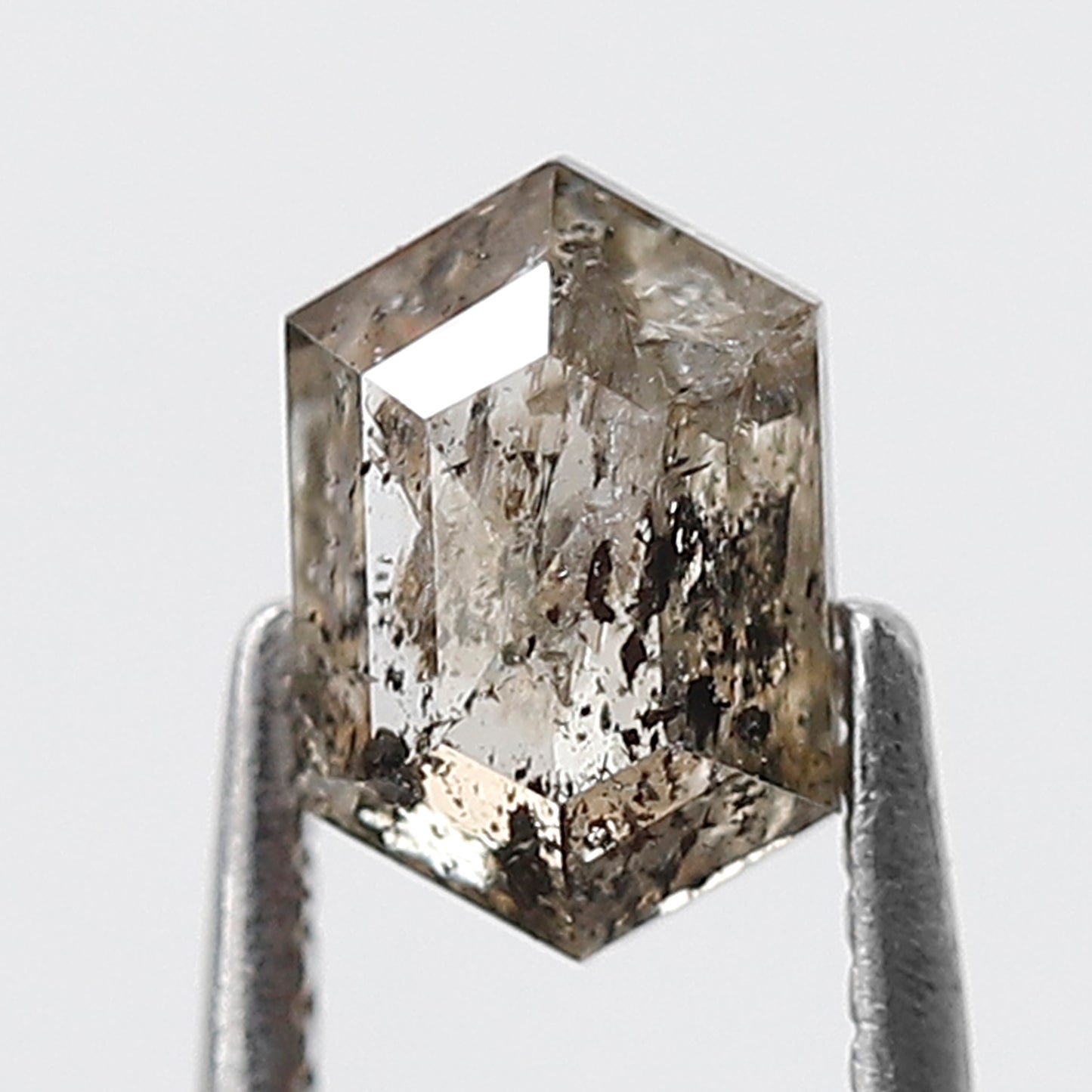 0.80 CT Natural Hexagon Loose Diamond, 6.90 mm Ethical Salt and Pepper Diamond For Making Bridal Jewelry