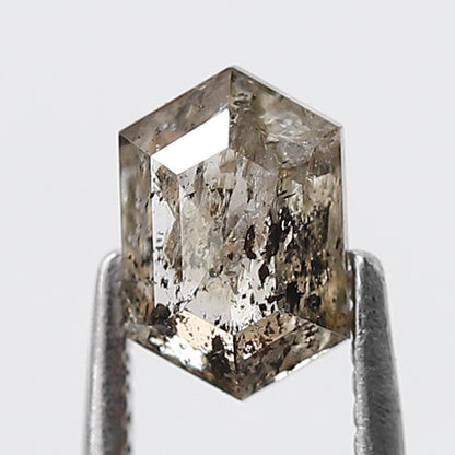 0.80 CT Natural Hexagon Loose Diamond, 6.90 mm Ethical Salt and Pepper Diamond For Making Bridal Jewelry